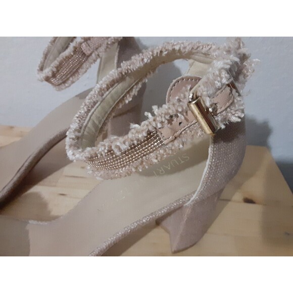 Stuart Weitzman Chaingang Canvas Frayed Sandals Size 9.5 - Picture 7 of 11
